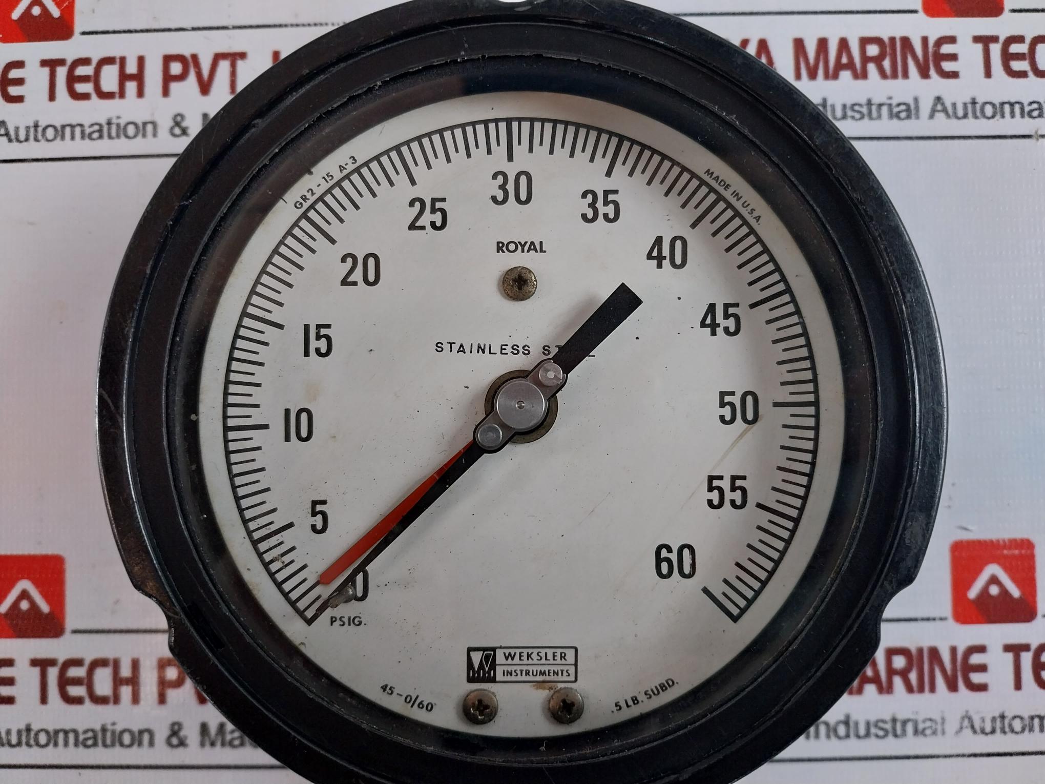 Weksler Gr2-15 A-3 Pressure Gauge 0-60 Psig