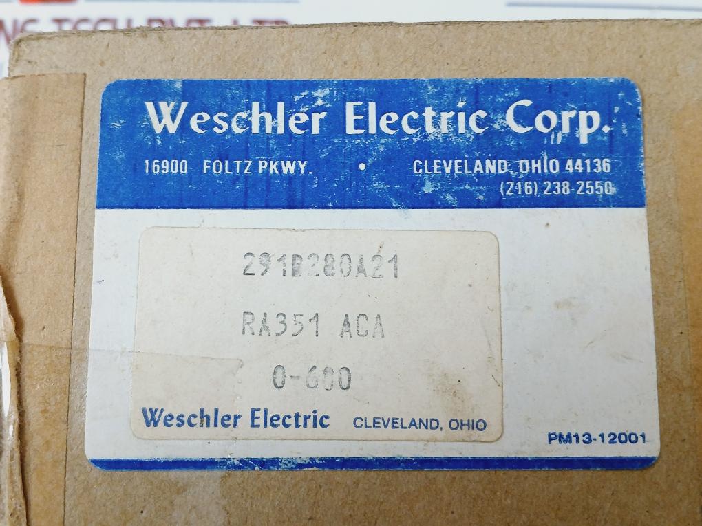 Weschler Electric 291b280a21 Panel Gauge 0-600 Ac Ammeter