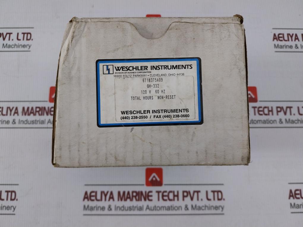 Weschler Instruments 671B375A09 Hour Meter 0-99,999 Hrs 120V 60 Hz