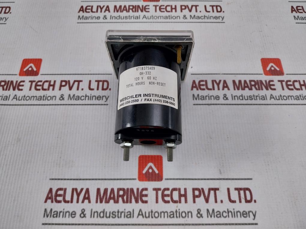 Weschler Instruments 671B375A09 Hour Meter 0-99,999 Hrs 120V 60 Hz