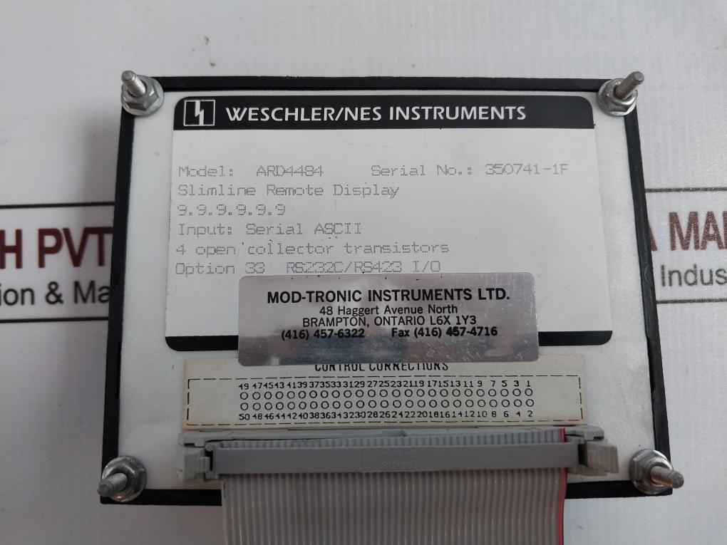 Weschler/nes Instruments Ard4484 Slimline Process Meter Display Rs232c/rs423
