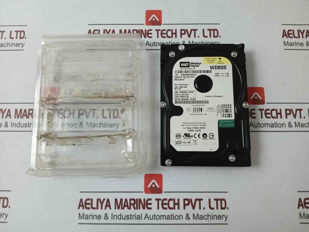 Western Digital Wd800 Enhanced Ide Hard Drive 12Vdc 0.50A Wd800Bb-00Jhc0
