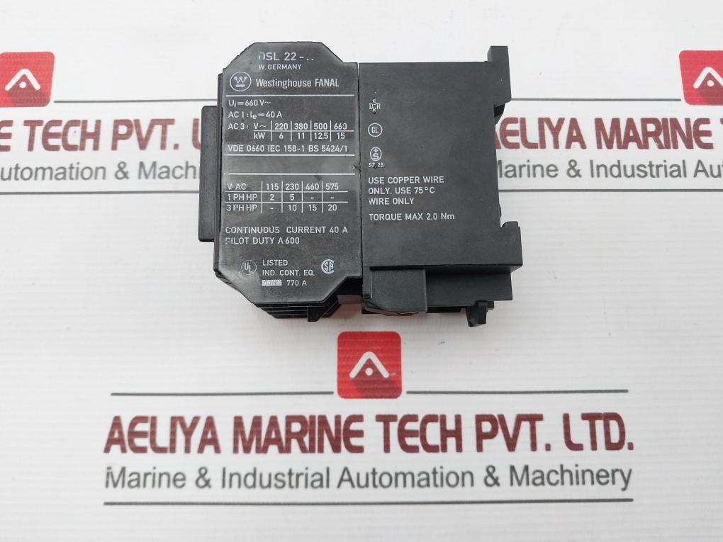 Westinghouse Dsl22-10 Contactor 660V