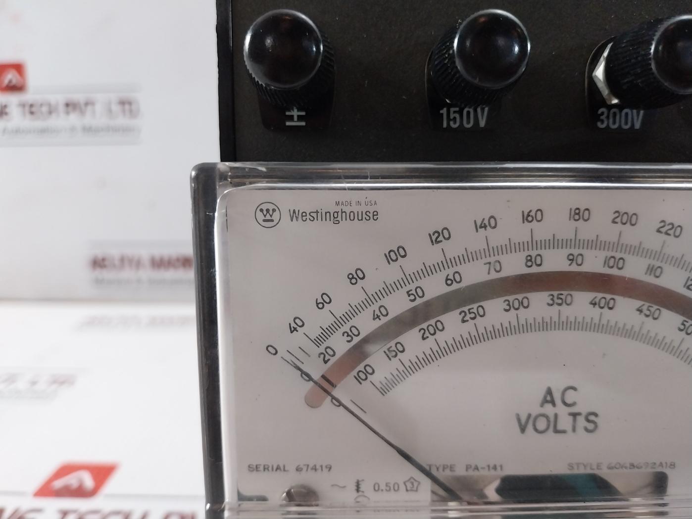 Westinghouse Pa-141 Ac Voltmeter 0-150V 0-300V 0-600V 25-140Hz