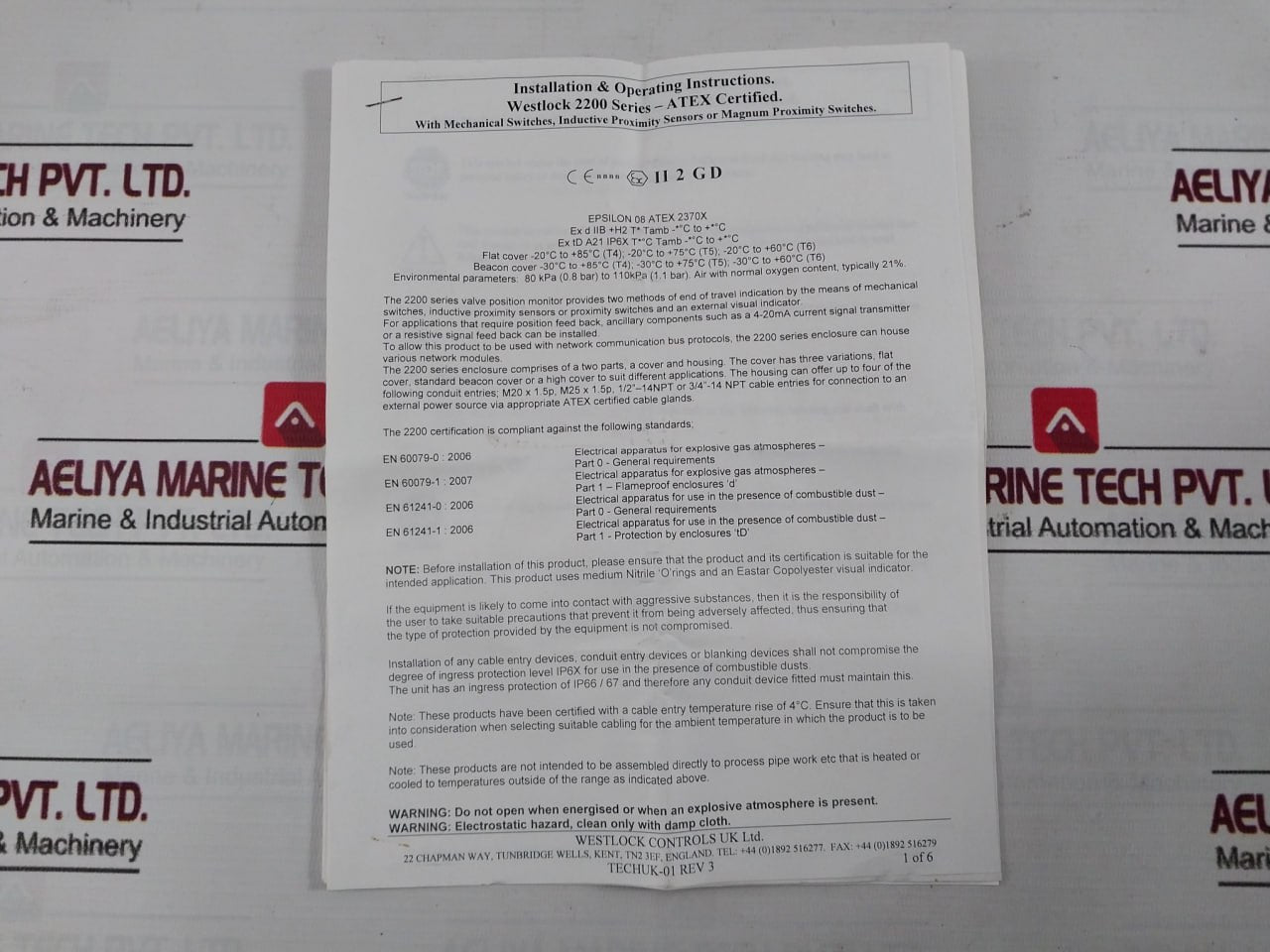 Westlock 2245 Valve Position Monitor 0.5A – 125 Vdc A024 Ip66 M25