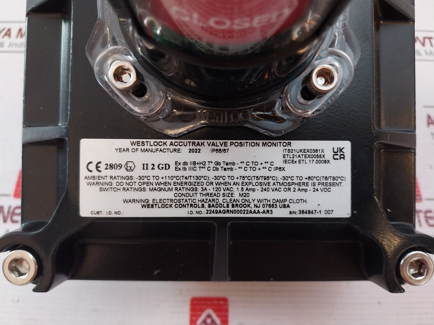 Westlock 2249Abyn00042Aaa-ar3 Accutrak Valve Position Monitor