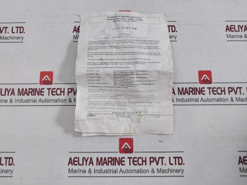 Westlock Controls 3449Abyn00022Aaa-ar1 Rotary Valve Position Monitor 3400 Ser.