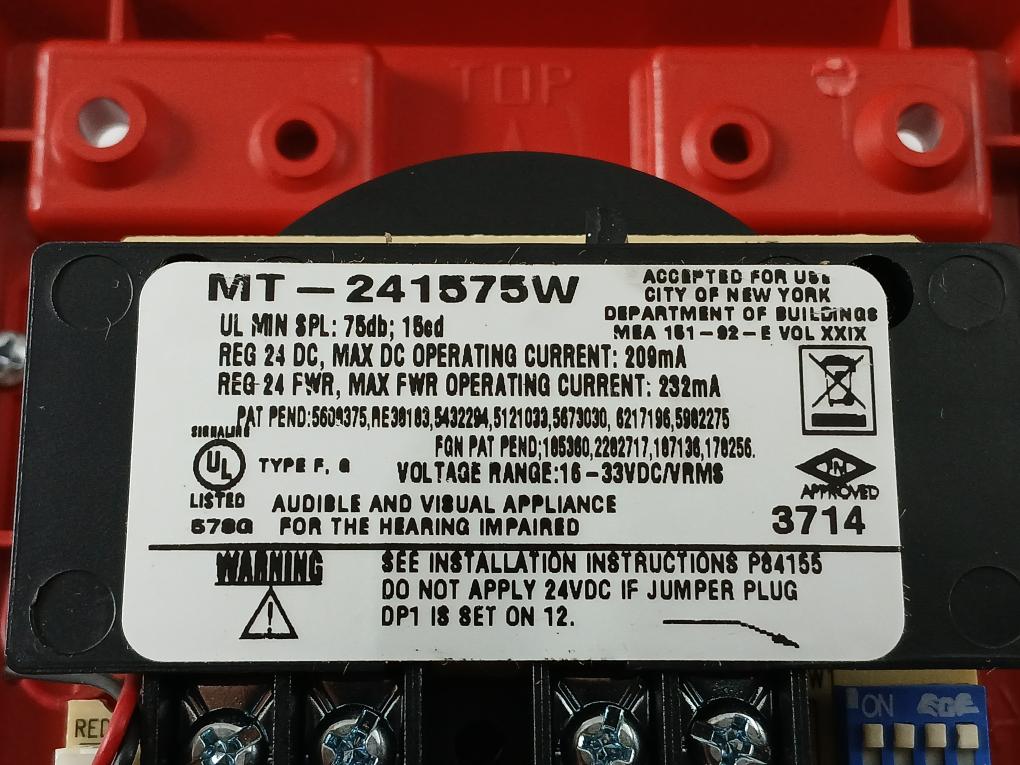 Wheelock Mt-241575W Red Multi-tone Horn Strobe Fire Alarm 24 Vdc