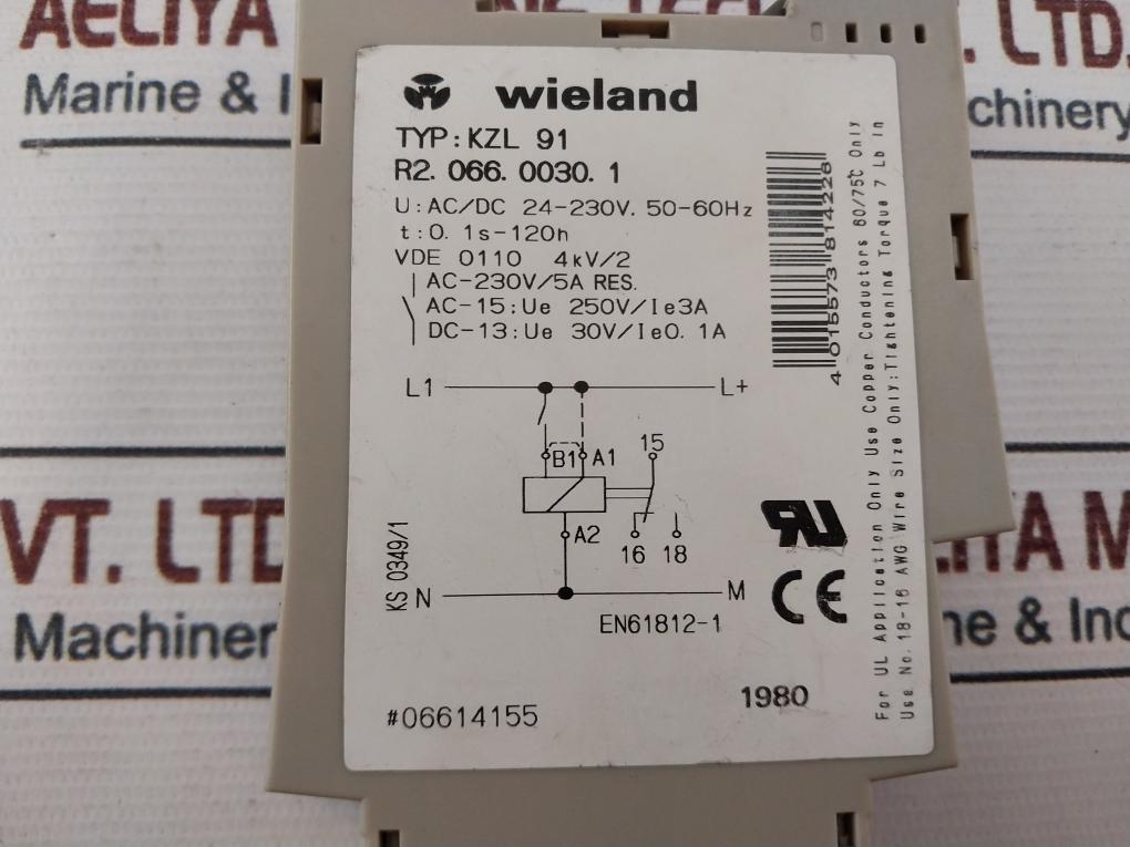 Wieland Kzl 91 Electron Time Relay 24-230V. 50-60Hz