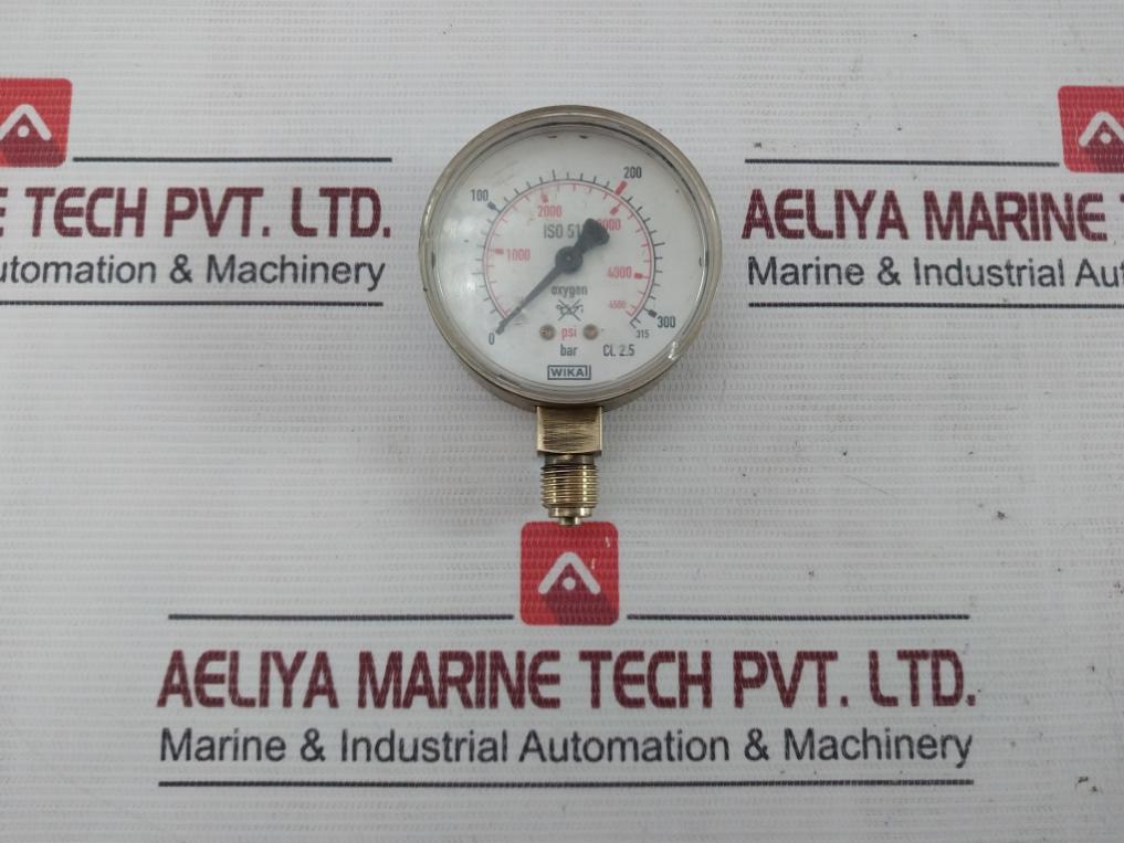 Wika 0-315 Bar Oxygen Pressure Gauge 0-4500 Psi