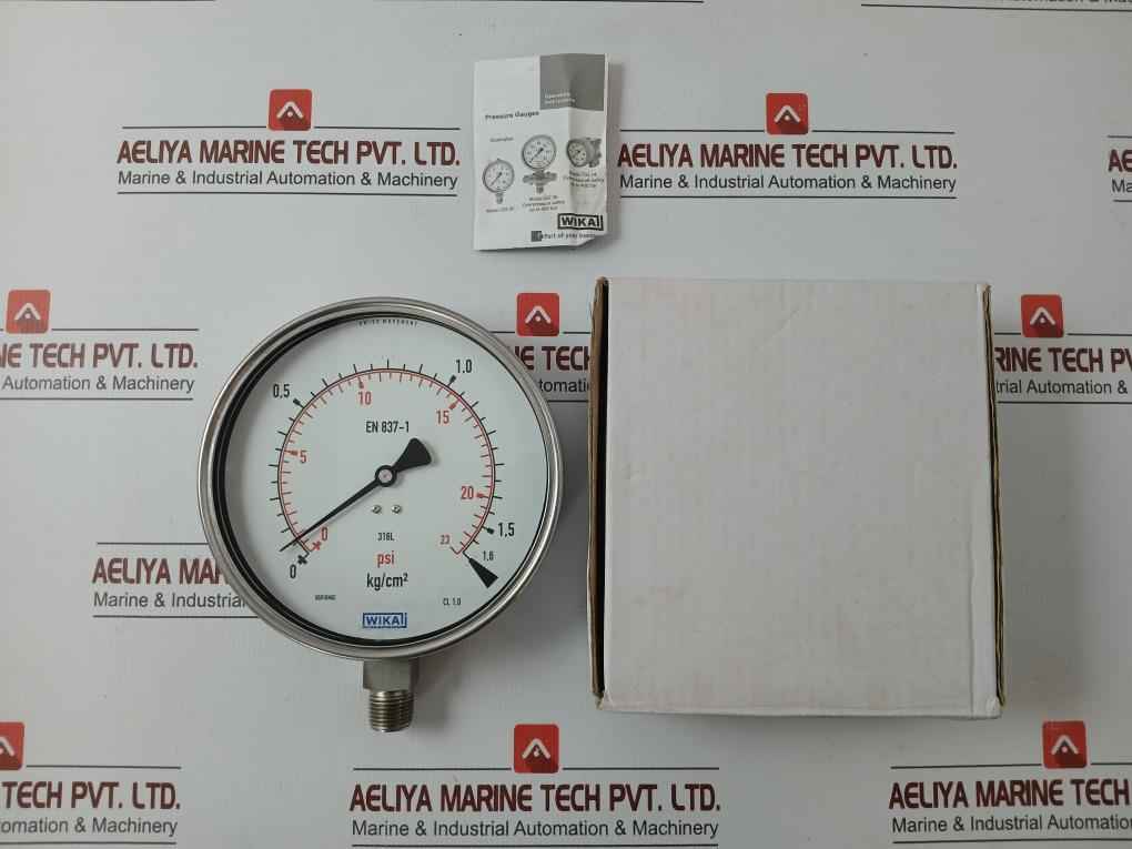 Wika 1.6 Kg/Cm² & Psi Pressure Gauge 232.50.160, 0-23Psi
