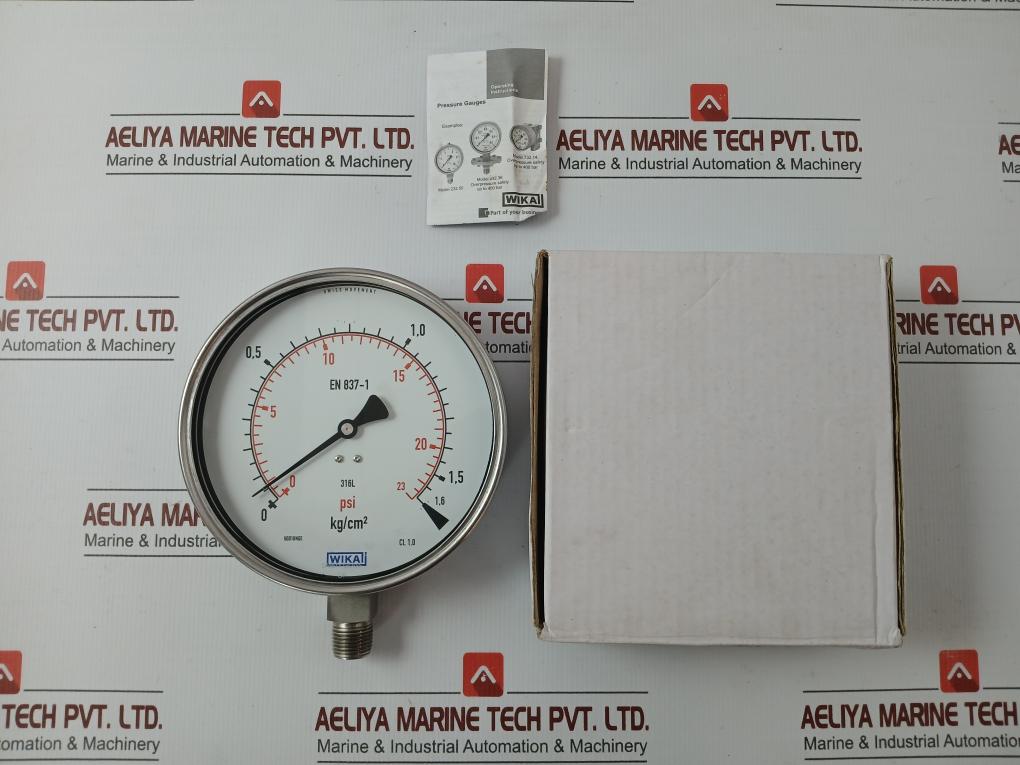Wika 1.6 Kg/Cm² & Psi Pressure Gauge 232.50.160, 0-23Psi