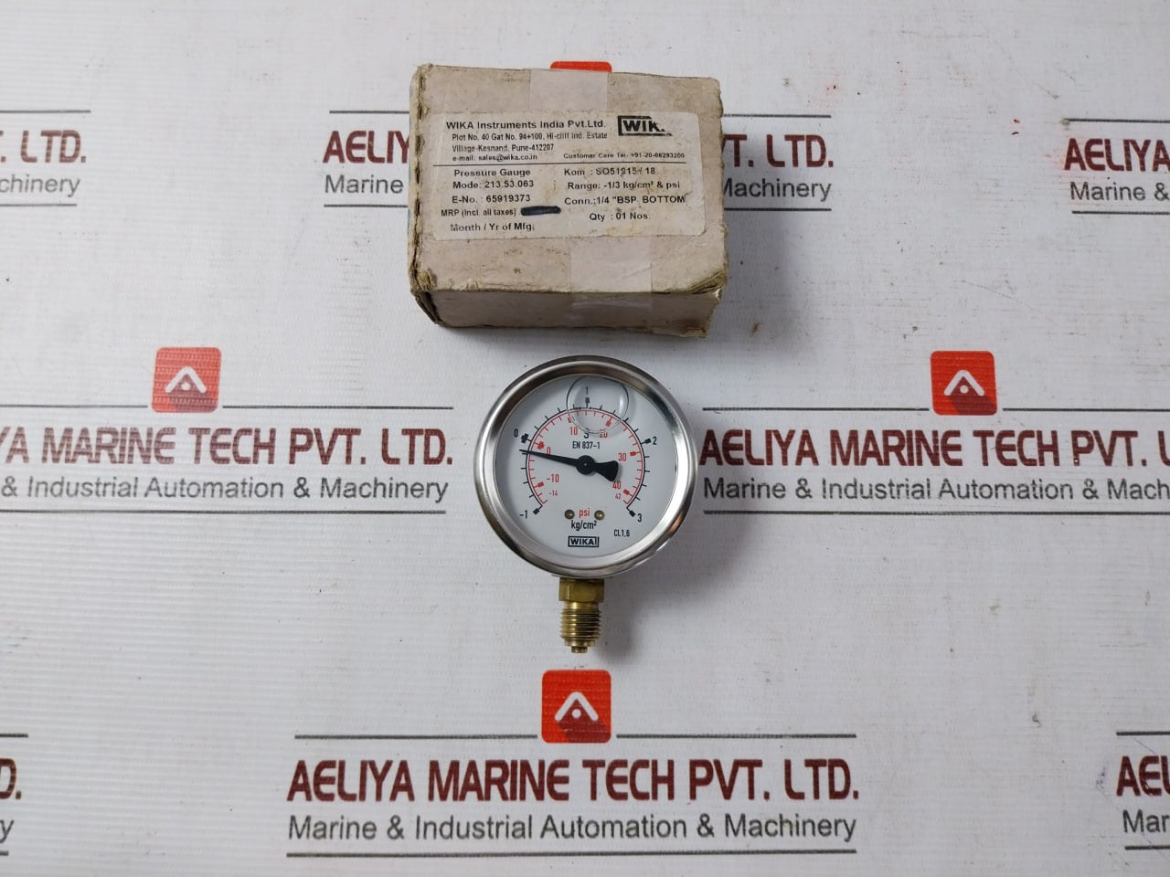 Wika 213.53.063 Pressure Gauge 12 To 42 Psi 1 To 3 Kg/Cm2