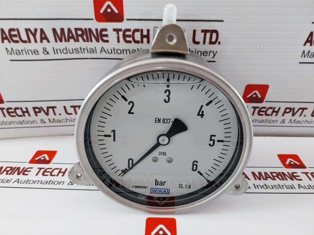 Wika 233.50.100 Pressure Gauge 0-6 Bar Liquid Filled 100mm 316l