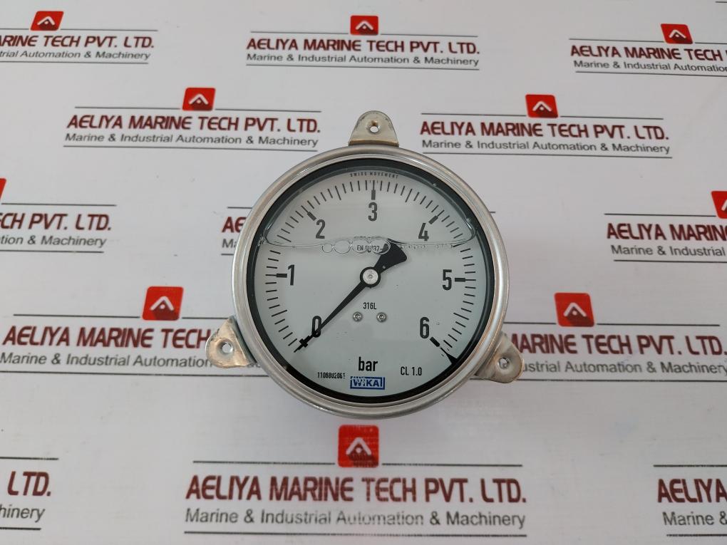 Wika 233.50.100 Pressure Gauge 0-6 Bar Liquid Filled 100mm 316l