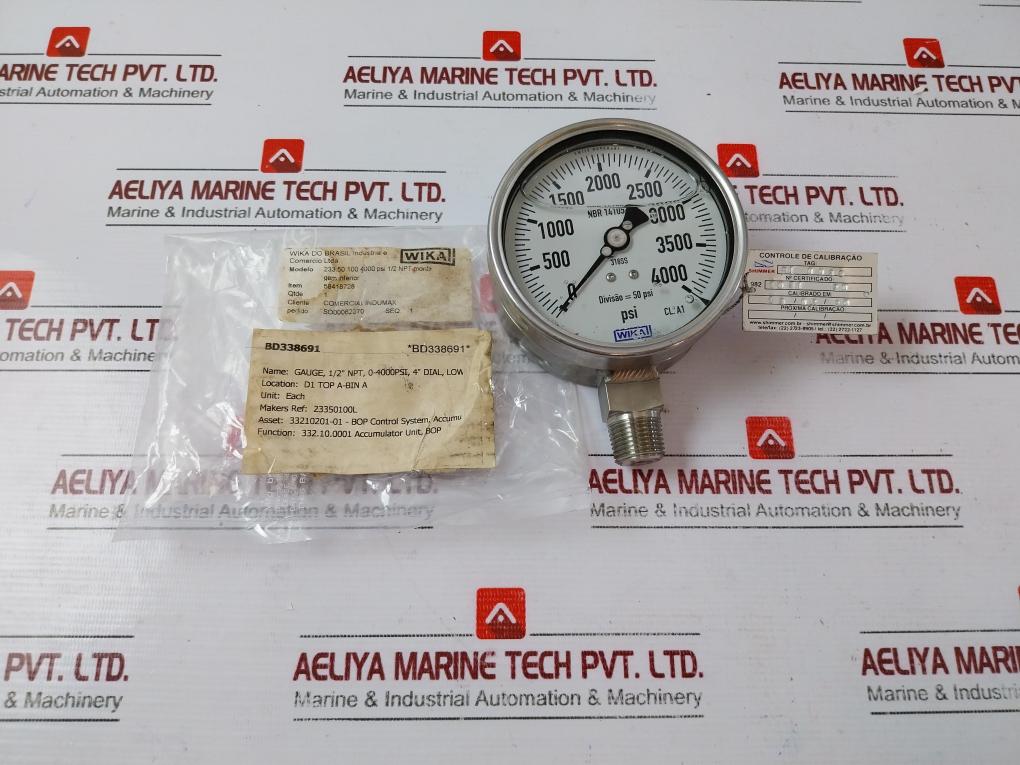 Wika 233.50.100 Pressure Gauge 23350100L 0-4000 Psi