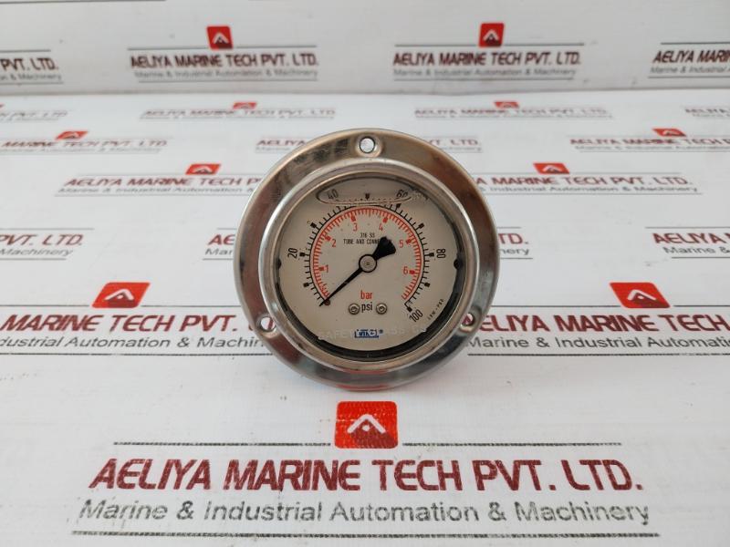 Wika 316 Ss Tube And Connection Pressure Gauge 0 To 100 Psi 0 To 6/6.8 Bar