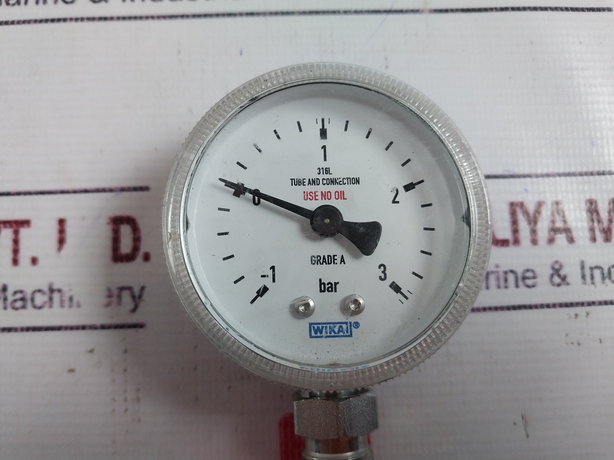 Wika 316l Pressure Gauge -1 To 3 Bar Grade A