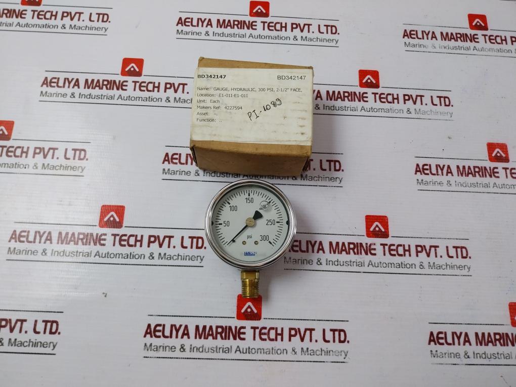 Wika 4227594 Hydraulic Pressure Gauge 0-300 Psi 2-1/2” Face