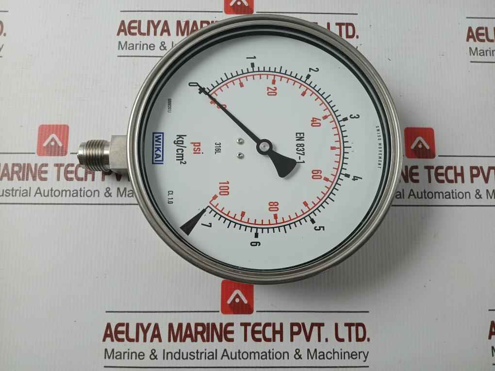 Wika 7 Kg/Cm2 & Psi 230.20.160 Pressure Gauge 0-100 Psi