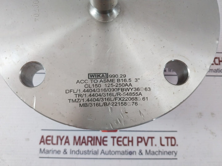 Wika 990.29 Diaphragm Seal With Flange Connection Cl150 125-250Aa, 316L Ss