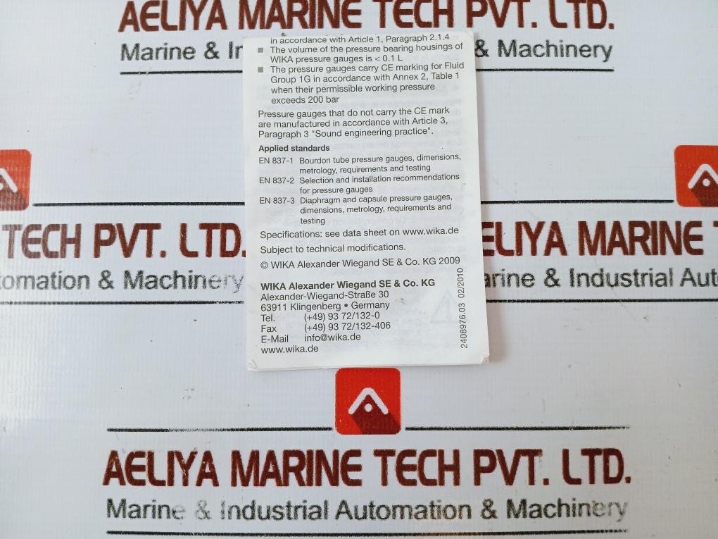 Wika 233.50.100 Alexander Wiegand 0-10 Bar En 837-1