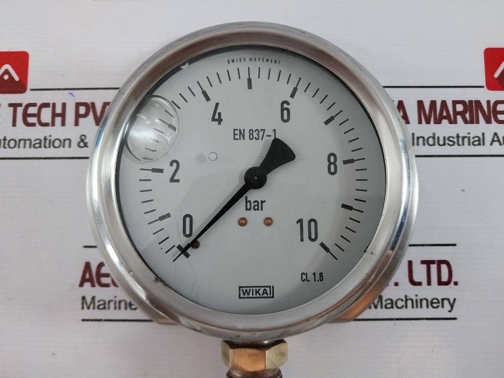 Wika En 837-1 Air Pressure Gauge 0-10 Bar Cl 1.6