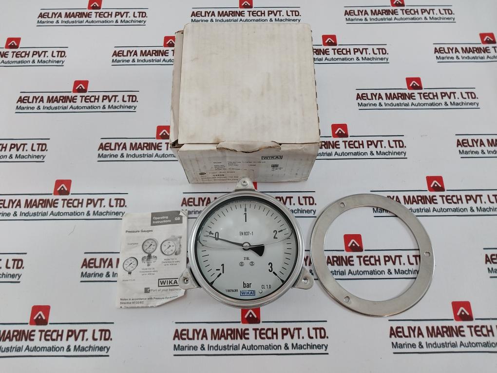 Wika En 837-1 Compound Pressure Gauge 316L Stainless Steel 100 Mm -1 To 3 Bar