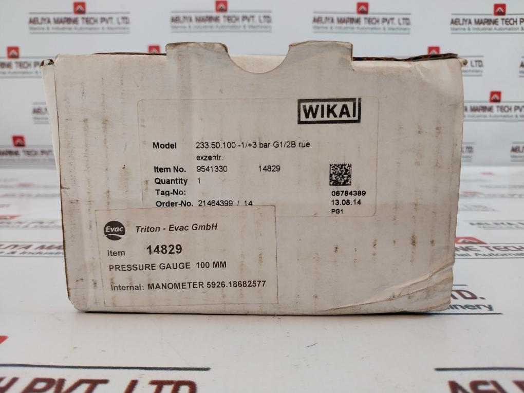 Wika En 837-1 Compound Pressure Gauge 316L Stainless Steel 100 Mm -1 To 3 Bar