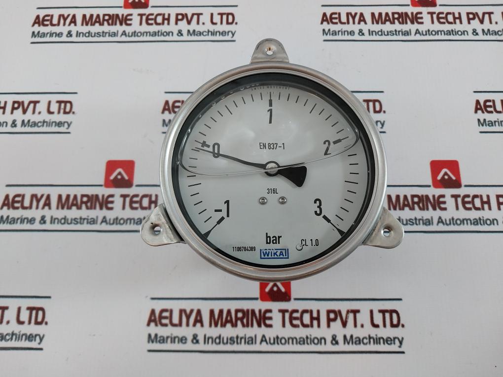 Wika En 837-1 Compound Pressure Gauge 316L Stainless Steel 100 Mm -1 To 3 Bar