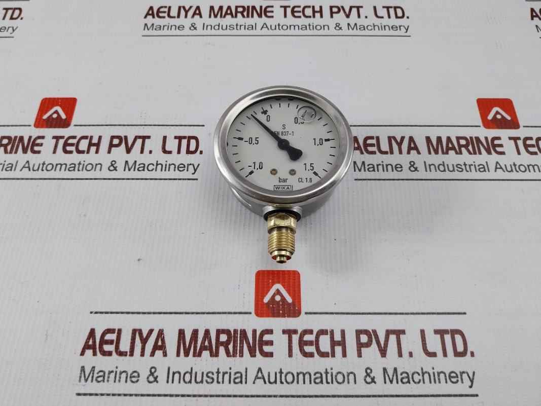 Wika En 837-1 Pressure Gauge -1.0 To 1.5 Bar Cl 1.6