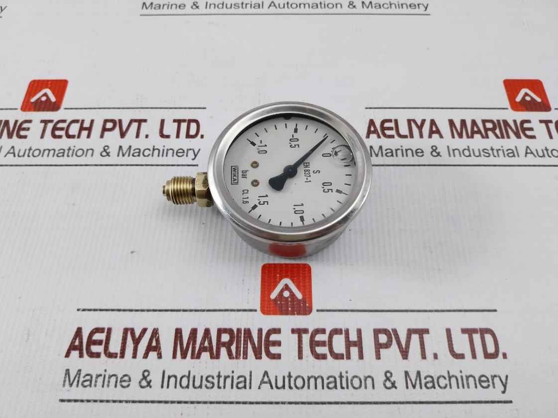 Wika En 837-1 Pressure Gauge -1.0 To 1.5 Bar Cl 1.6