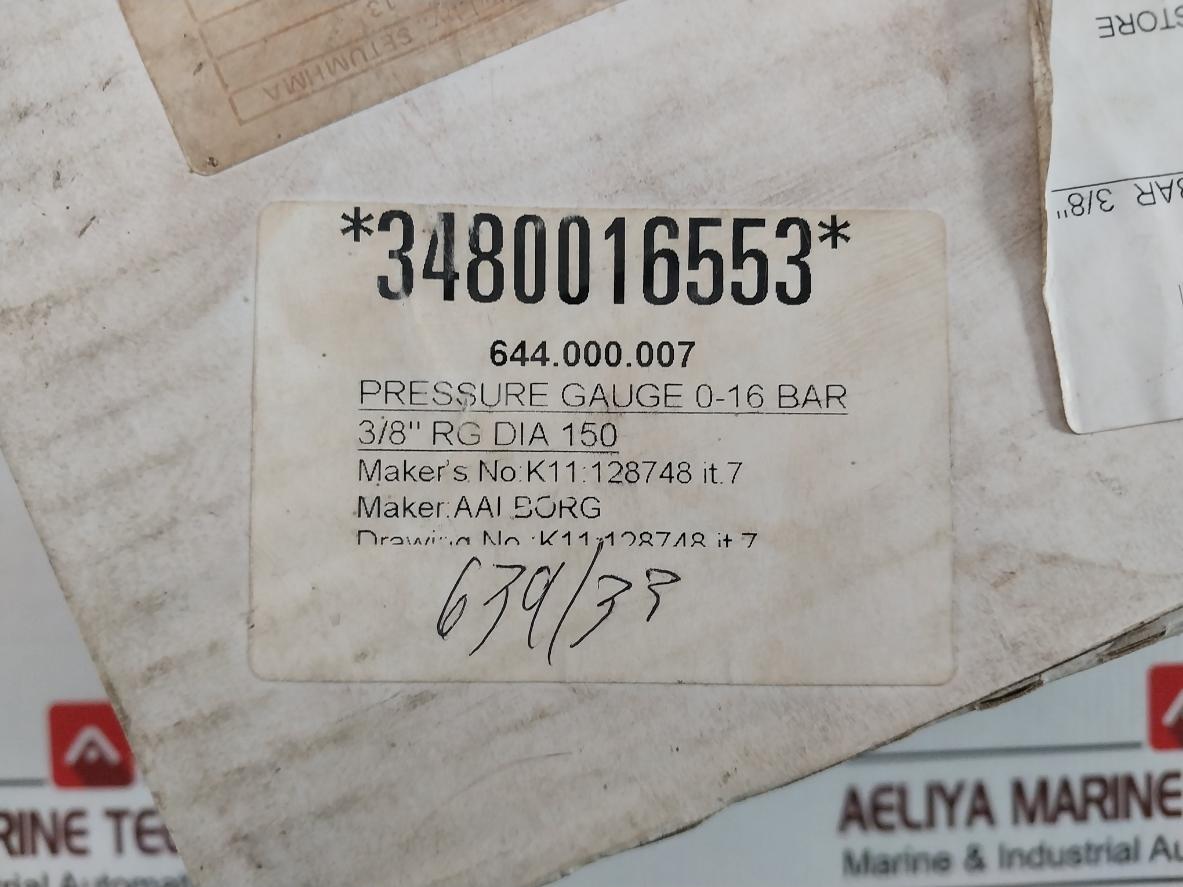 Wika En 837-1 Pressure Gauge 0-16 Bar 3/8 Inch Rg