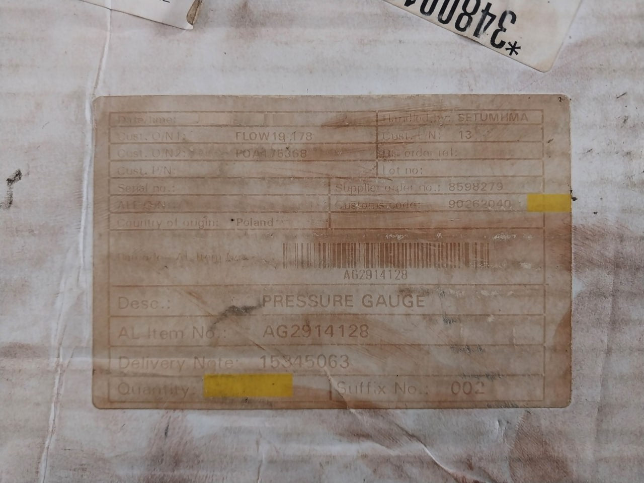 Wika En 837-1 Pressure Gauge 0-16 Bar 3/8 Inch Rg