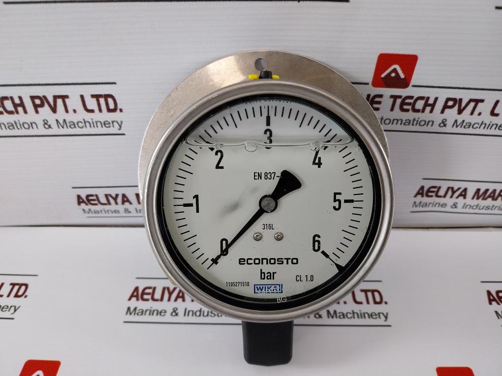 Wika En 837-1 Pressure Gauge 0-6 Bar 316l 100mm 1/2