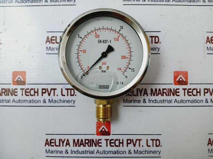 Wika En 837-1 Pressure Gauge 113.53.100 0-230 Psi 0-16 Bar Cl. 1.6