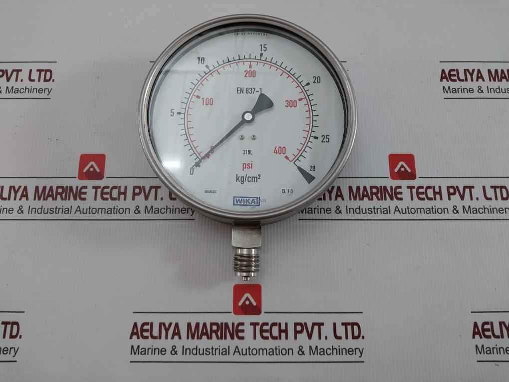 Wika En 837-1 Pressure Gauge 28 Kg/Cm2 & Psi Part No: 232.50.160