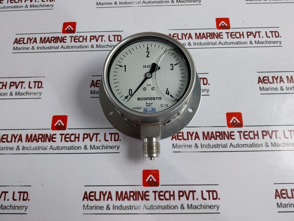Wika En 837-1 Pressure Gauge 316L Liquid-filled Ø100 1/2” Bsp 0-4 Bar