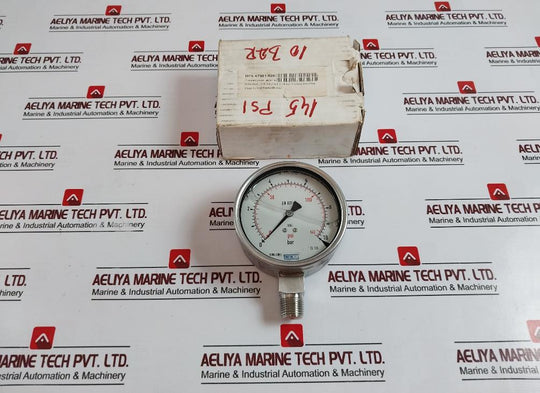 Wika En 837-1 Pressure Gauge, 0-145 Psi, 0-10 Bar, Glycerin-filled