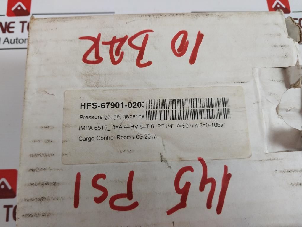 Wika En 837-1 Pressure Gauge, 0-145 Psi, 0-10 Bar, Glycerin-filled