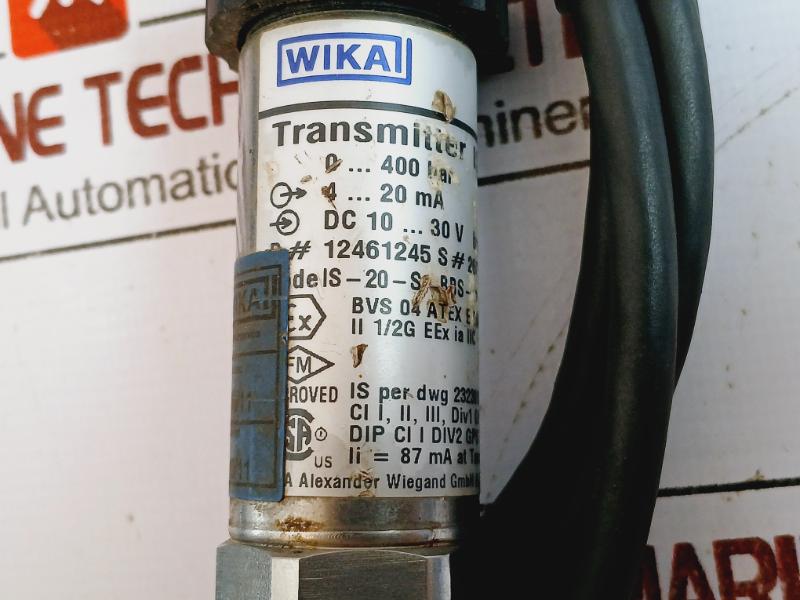 Wika Is-20-s Pressure Transmitter 0-400 Bar 4-20Ma Dc 10-30V