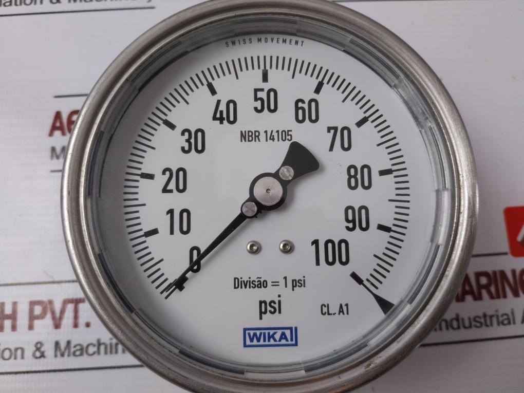 Wika Nbr 14105 Pressure Gauge 0-100 Psi Swiss Movement Cl.a1