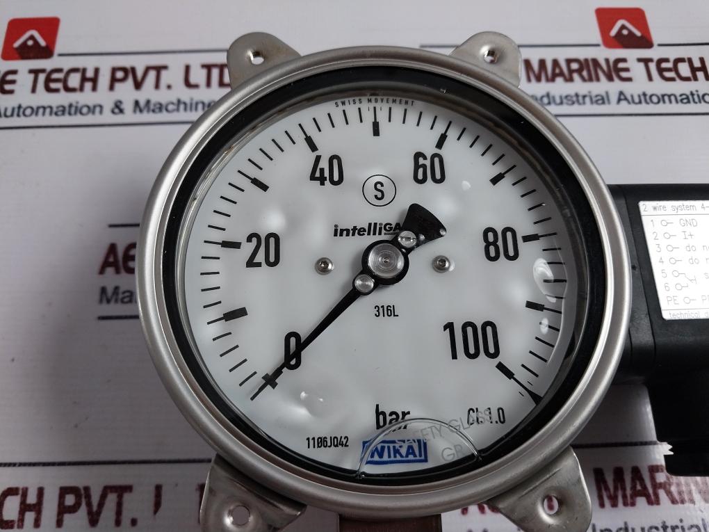 Wika Pgt23.100 Bourdon Tube Pressure Gauge With Output Signal 0…100 Bar