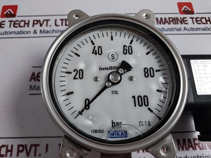 Wika Pgt23.100 Bourdon Tube Pressure Gauge With Output Signal 0…100 Bar
