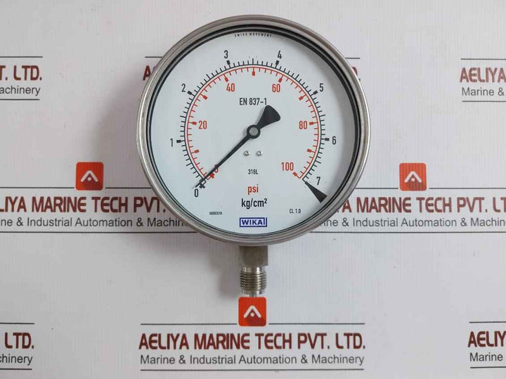 Wika Pressure Gauge 0 To 100 Psi-7 Kg/Cm2 230.20.160
