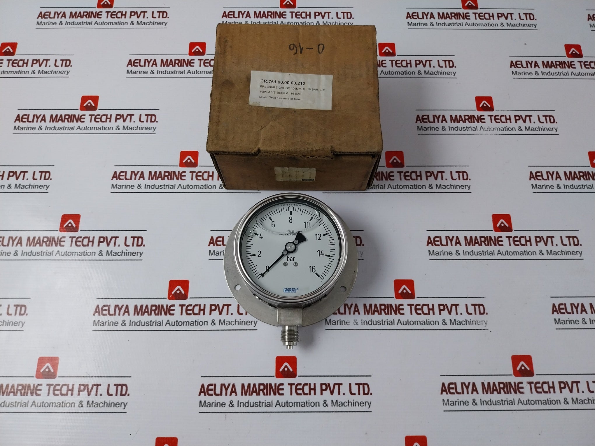 Wika Pressure Gauge 0 To 16 Bar 316 Ss Tube And Connection Cr.761.00.00.00.212