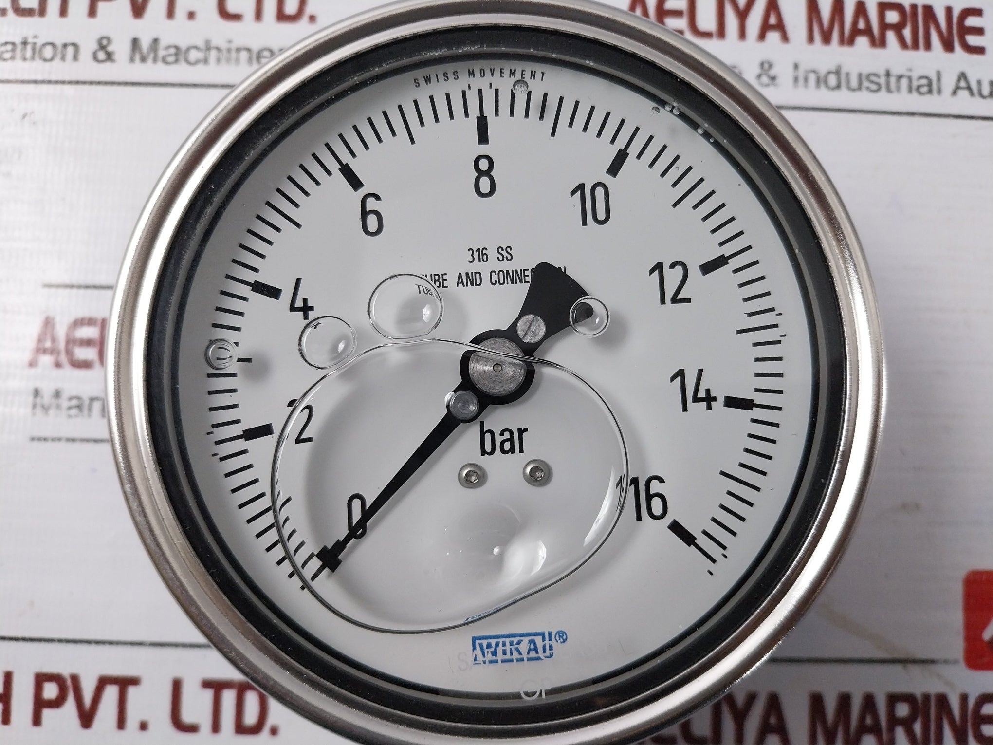 Wika Pressure Gauge 0 To 16 Bar 316 Ss Tube And Connection Cr.761.00.00.00.212