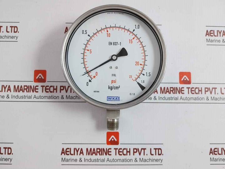 Wika Pressure Gauge 0 To 23 Psi-1.6 Kg/Cm2 232.50.160