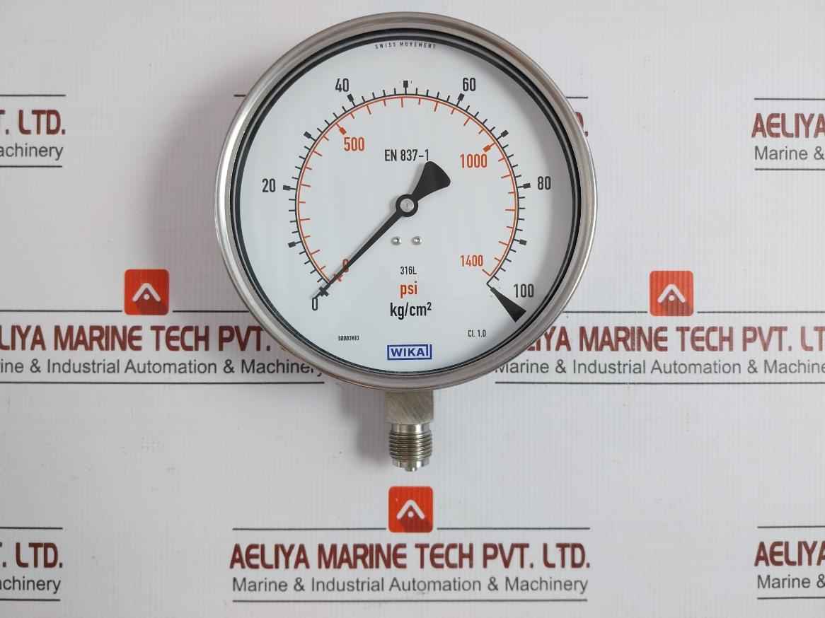 Wika Pressure Gauge 100 Kg/Cm2 & Psi 1/2 Bsp Bottom 230.20.160
