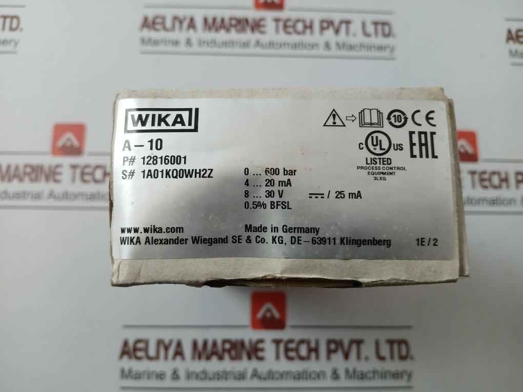 Wika Pressure Sensor Transmitter Power Supply 12816001, 8…30 V ---/25 Ma